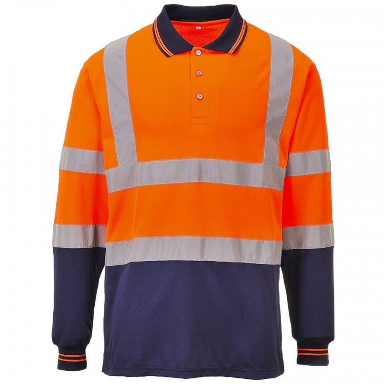 Portwest S279 TwoTone Long Sleeved Polo Shirt BK Safetywear